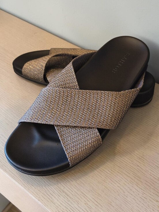 Rothy's Shoes - Rothy’s Weekend Knit Slide - Silver Size 9 Breathable Hemp Minimalist